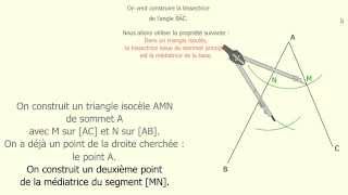 Bissectrice d'un angle au compas
