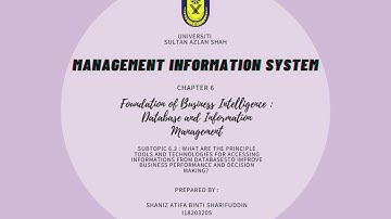MIS CHAPTER 6 : Foundation of Business Intelligence (Database & Information Management)
