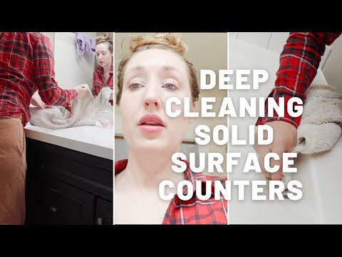 Messy Bathroom Speed Clean | Deep Cleaning Solid Surface Counters |