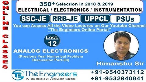 Lecture No-12 Analog Electronics Topic - Numerical Problems Part-3 (Operational Amplifier)