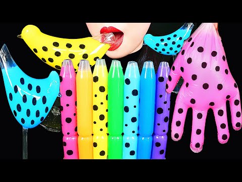 ASMR DRINKING SOUNDS 신기한 물먹방 RAINBOW PARTY COLORFUL DRINKS JELLO TUBE Interesting Bird Glasses abbey