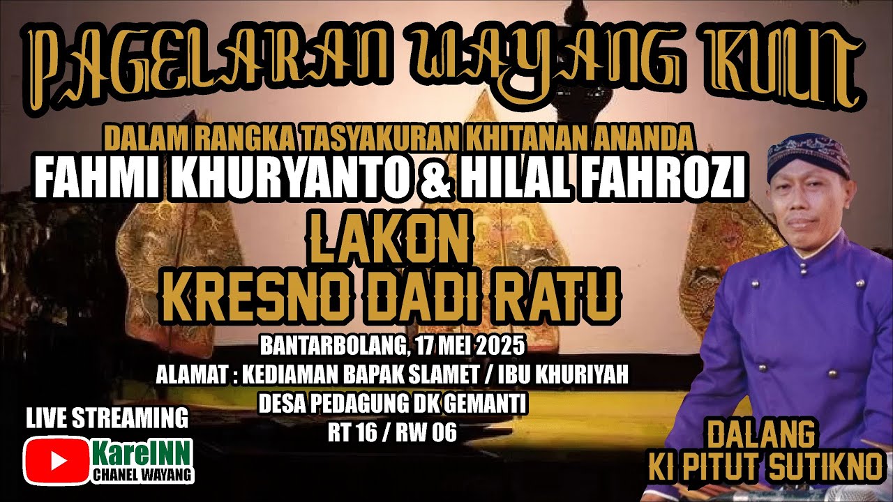 🔴 LIVE STREAMING DALANG KI  PITUT SUTIKNO DENGAN LAKON KRESNO DADI RATU LIVE PEDAGUNG