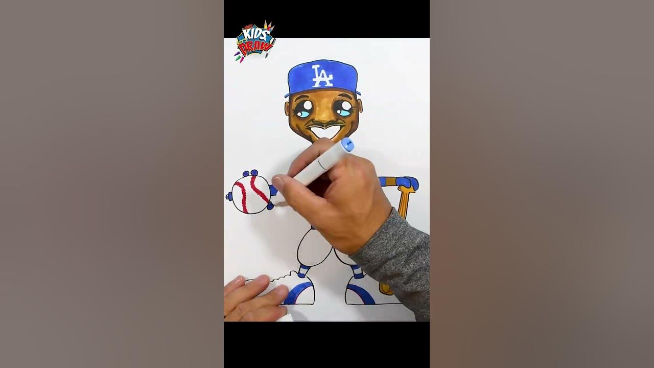 ⚾️ How to Draw Mookie Betts for Kids - Los Angeles Dodgers Baseball (Short)  