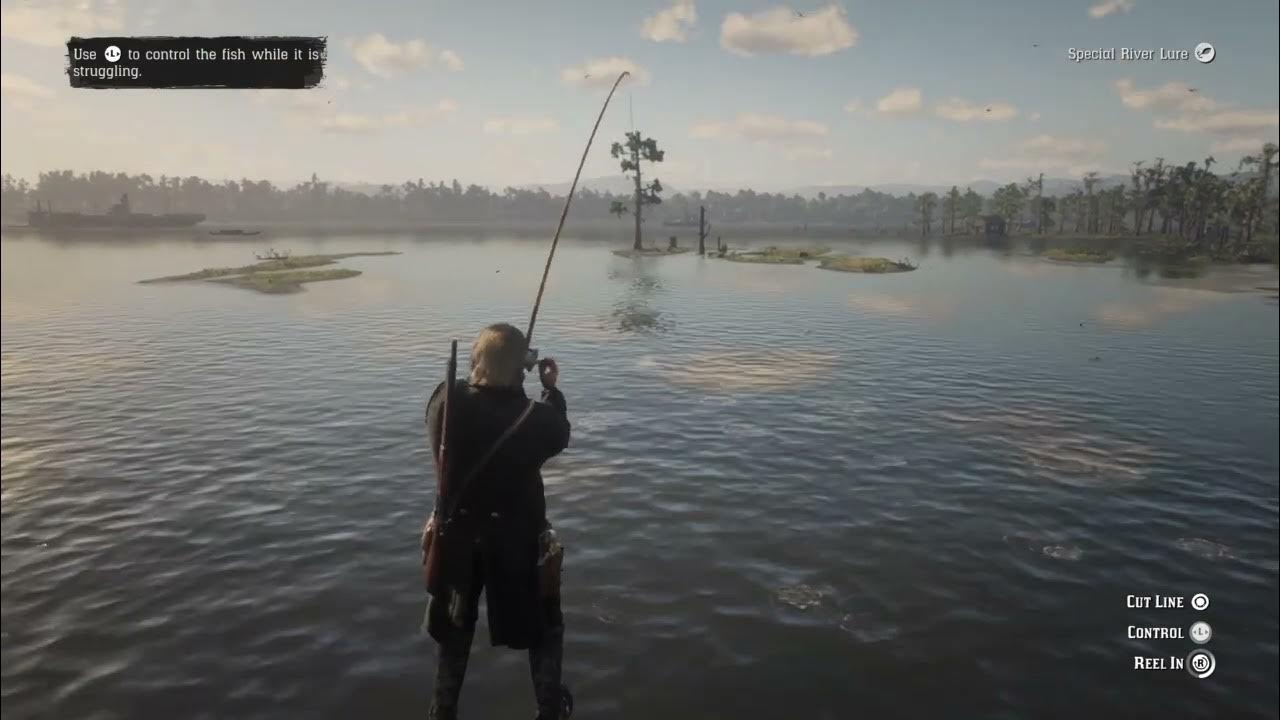 Red Dead Redemption 2 catching legendary Lake Sturgeon Boss fish RDR2