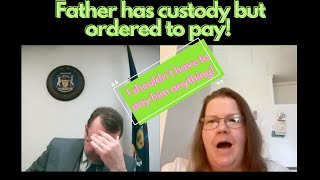 Dad ordered to pay child support when he has custody, Mother thinks she shouldn't have to pay!