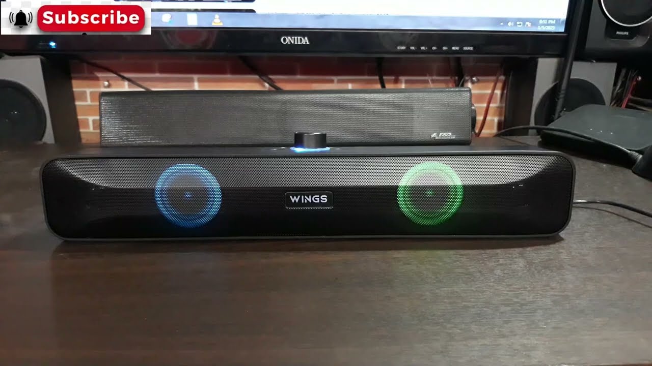 Wings Centerstage 200 True Wireless Bluetooth 5.0 Soundbar with16 W Output Sound Test With Computer