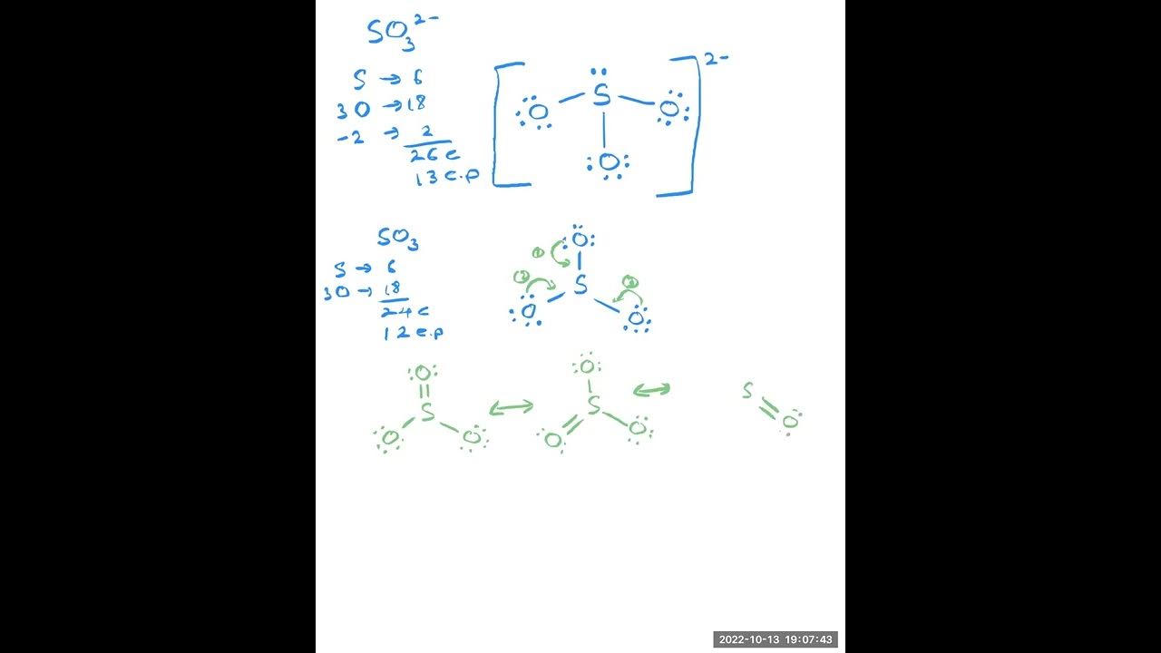 Lewis structure of sulfite ion so3 2 youtube