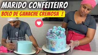 Decorando Bolo Da Frozen Com Meu Marido Usamos Uma Receita De Ganache Cremosa