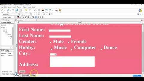 Std 12 Apply Validation in Registration Form using kompoZer