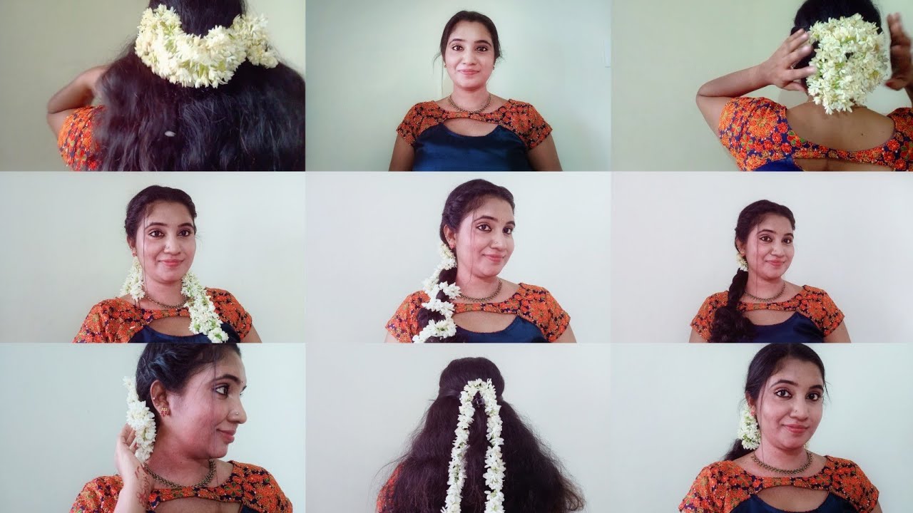 5 Easy Hairstyles for Short Hair with Jasmine Flowers | Go Glam with  Keerthy - YouTube