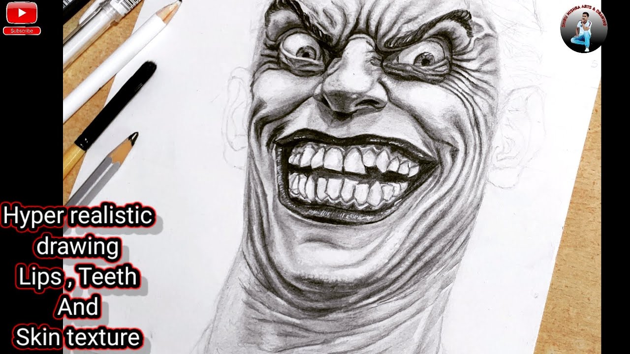 Drawing Hyper Realistic Lips, Teeth and Skin | with graphite Pencil.