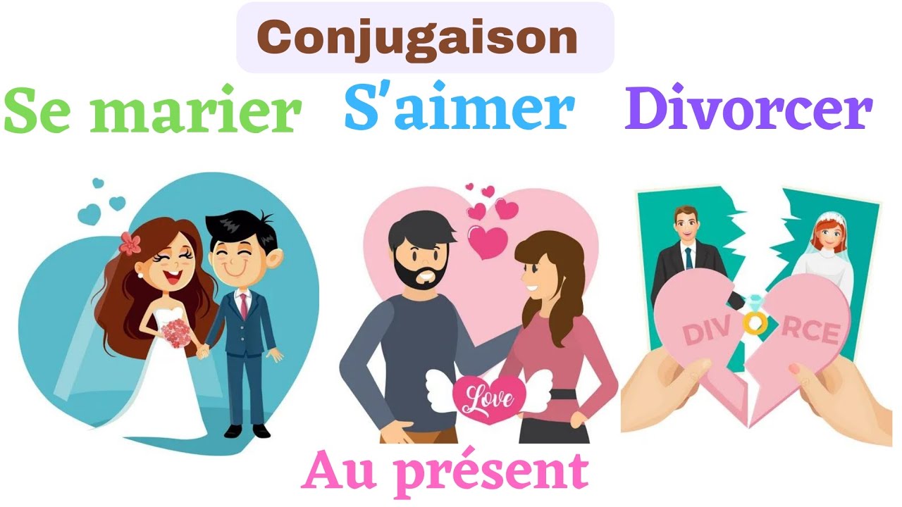 Conjugaison : les verbes[ se marier, s'aimer, divorcer] au présent de l