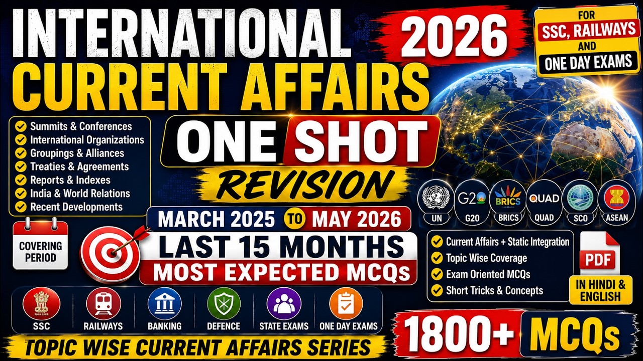 INTERNATIONAL Current Affairs 2026 | One SHOT Revision | Last 15 Months ...