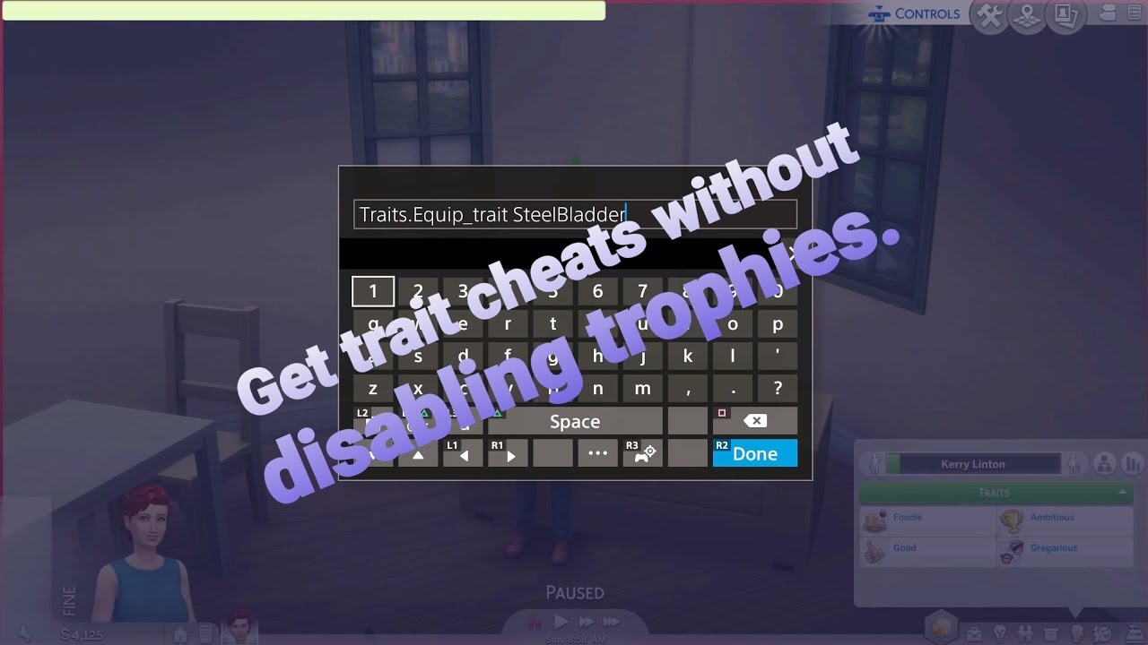 Sims 4 PS4 - Trait cheats DON'T disable trophies (Easier Guide) 