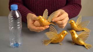 DIY Golden Birds Using Plastic Bottles | Beautiful Home Decoration Idea#PlasticBottleCrafts