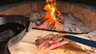 Searing a steak over an open flame | ASMR Cooking | Cooking in Nature | No Talking all Natural