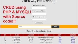 PHP mysqli procedural crud Select insert update delete