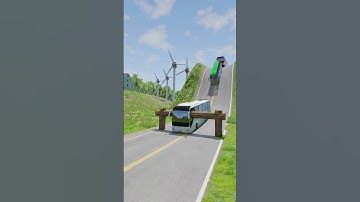 Colourful Long Buses & Capsule Bus vs Log Trap - BeamNG.Drive #2 #shorts #bus