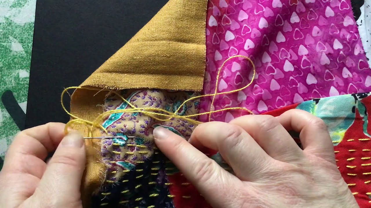 The simple visible mending with slow stitching 