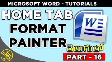 Ms Word Tutorials in Telugu Part 16 || Format Painter in Home Tab || SA Freshers Adda