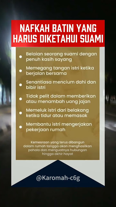 Nafkah batin yang harus diketahui suami #dakwah #motivasi #doa #zikir #sholawat #karomah #cintaallah