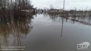 2 20 19 Vicksburg, MS Mississippi River Begins To Flood Aerial Views Closed Flooded Roads 4K