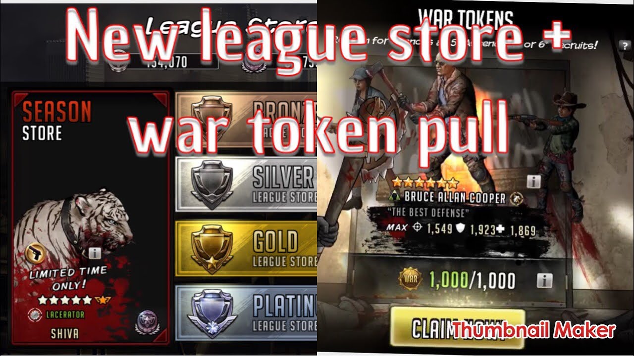 Walking Dead road to survival- war  token pull + new league store