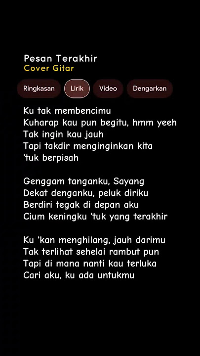 LIRIK LAGU PESAN TERAKHIR - LYODRA (Ku tak membencimu ku harap kau pun begitu) Cover Gitar #lyrics