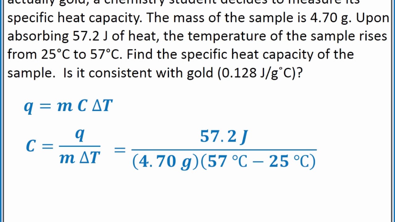 specific heat capacity problem solving