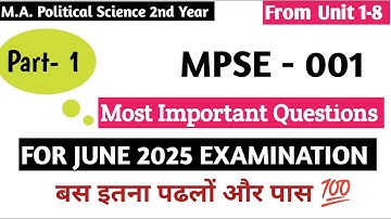 MPSE 001 Important Questions June 2025 Exam | IGNOU MPSE 001 Revison One Shot