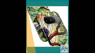 Stained Glass Birds Google Pixel Tough Phone Case: Vibrant Tree Design
