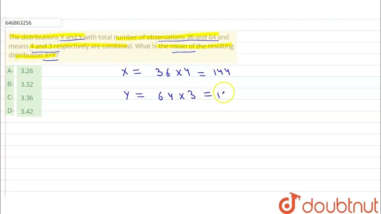 The distributions X and Y with total number of observations 36 and 64