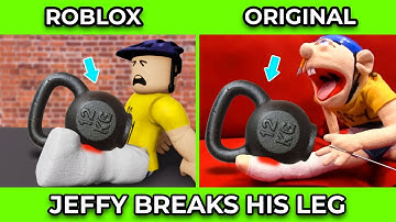SML Movie vs SML ROBLOX: Jeffy Breaks His Leg! Side by Side