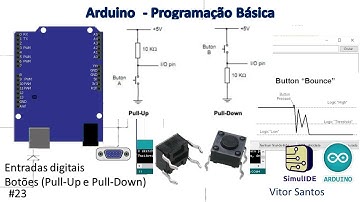 Botões - pull up e pull down (Entradas digitais) no Arduino (SimulIDE)