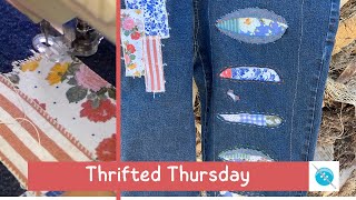 Sprucing up Thrifted Jeans, Thrifted Thursday