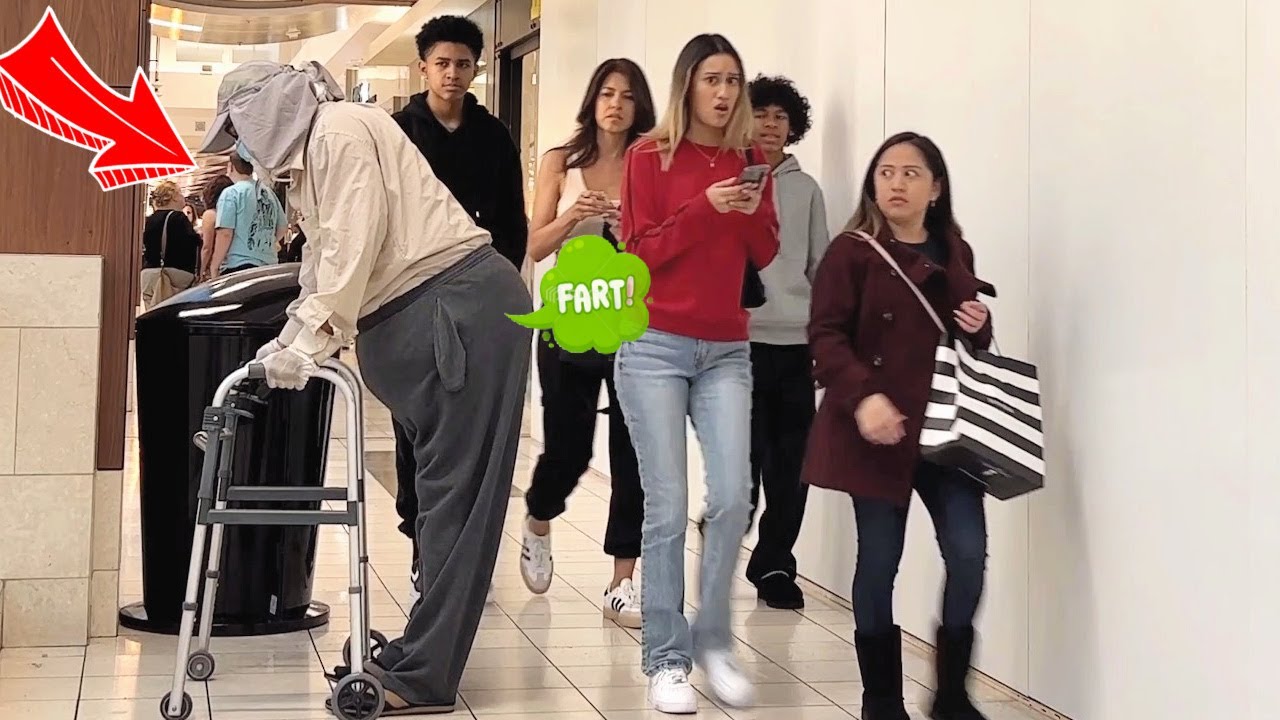 Old Man Farts On Women At The Mall!!