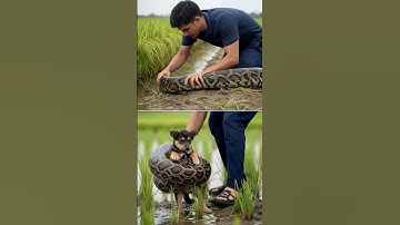 Shocking Moment! Python Wraps Around Puppy #AnimalLove #WildlifeShorts #AnimalRescue #PythonVsPuppy