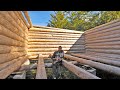 Building Off Grid Log Cabin - Ep 19 /  The Walls Are Done And The Lift is Out!