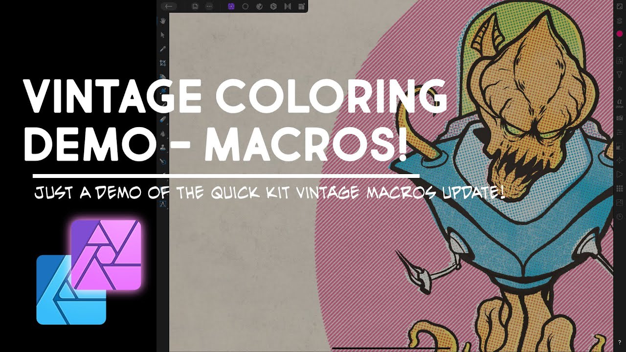 Vintage Coloring Demo 3 - Macros for Affinity Photo for iPad - YouTube