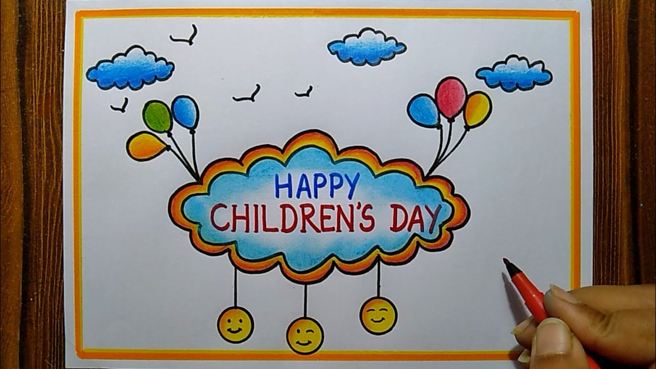Children's Day Drawing easy step| Happy Children's Day Drawing ...
