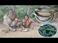 tribe 100 years old grandma cooking SNAKE FISH curry || rural old poor grandma &amp; grandpa lifestyle