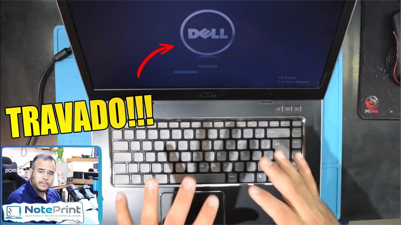 NOTEBOOK DELL TRAVADO NA TELA INICIAL DA LOGO - YouTube