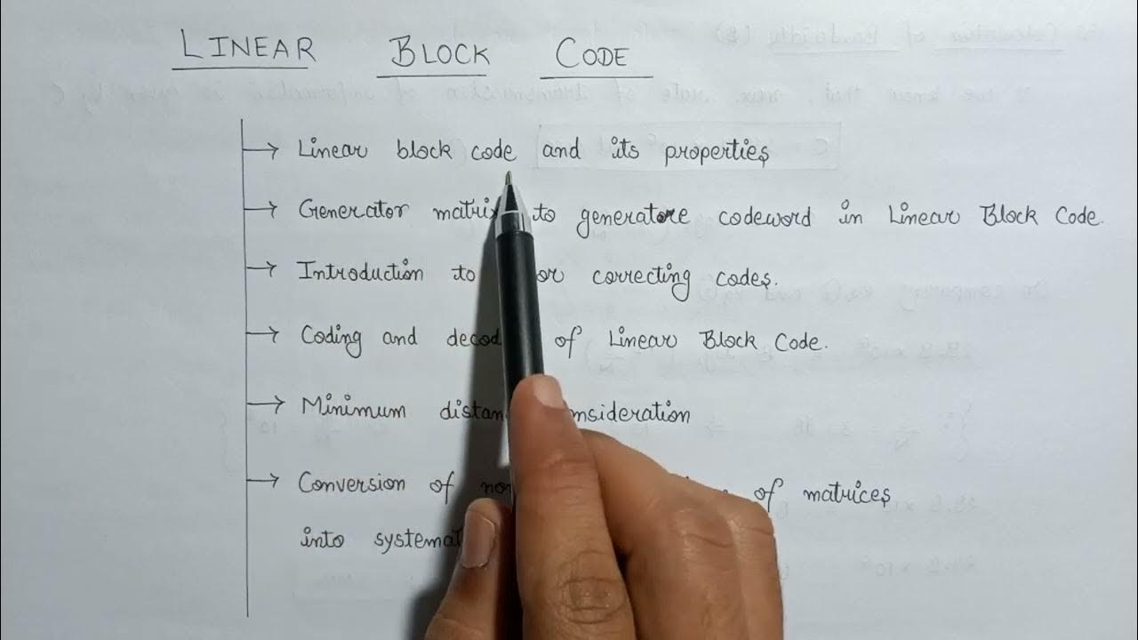 Linear block code information theory and coding youtube