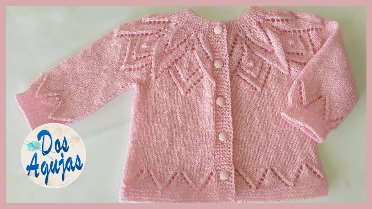 COMO HACER CARDIGAN FLORATA PARA 1 AÑO EN DOS AGUJAS PASO A PASO PARTE 1