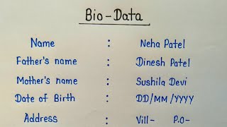 Format biodata || Cara menulis biodata/Resume || Biodata kaise banaye