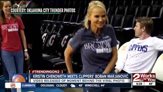 4'11 Kristin Chenoweth meets 7'3 Clippers player Boban Marjanovic