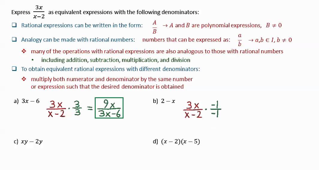 6 1 Equivalent Rational Expressions - YouTube