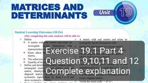 Exercise 19.1 Class 10 question 9,10,11,12 sindh board | Evaluate possible products of matrices