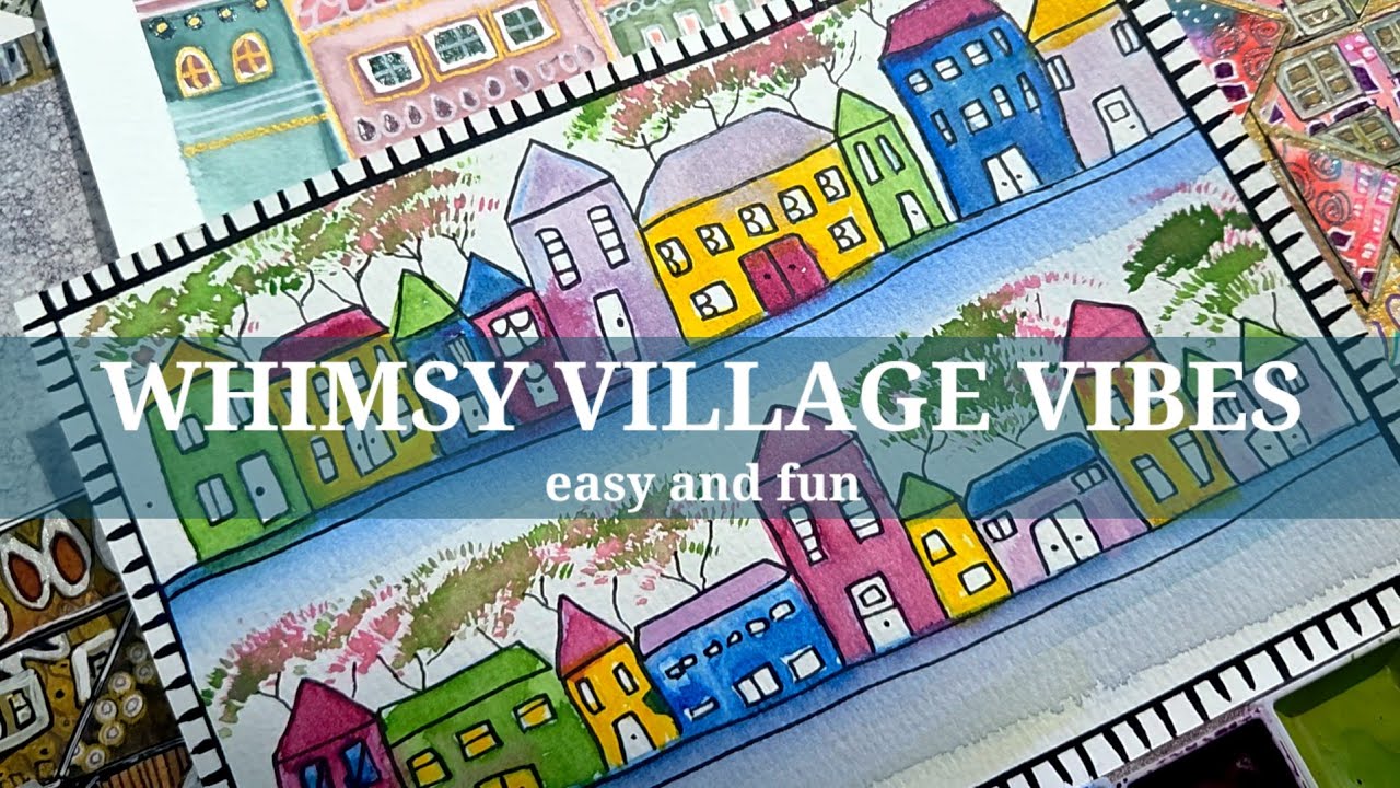 WHIMSICAL WATERCOLOR HOUSES | Easy Beginner Tutorial + FAN BRUSH TREES ...
