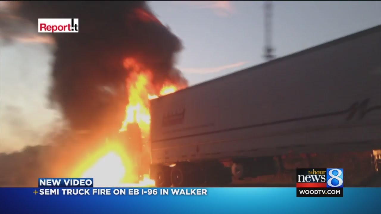 Portion of EB I-96 in Walker closed due to semi-truck fire